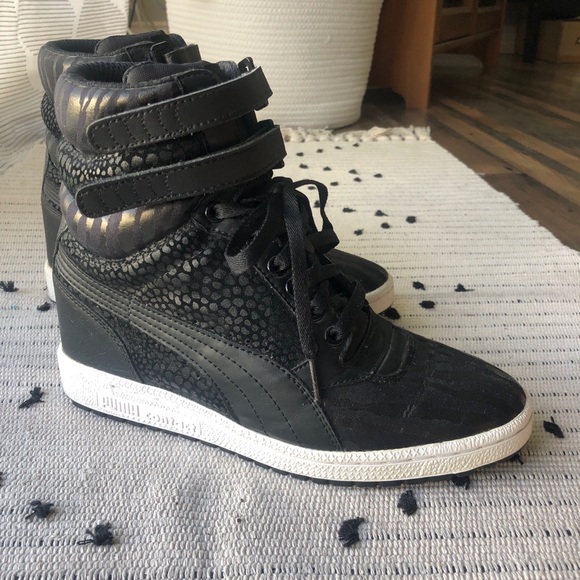 puma high top wedge sneakers